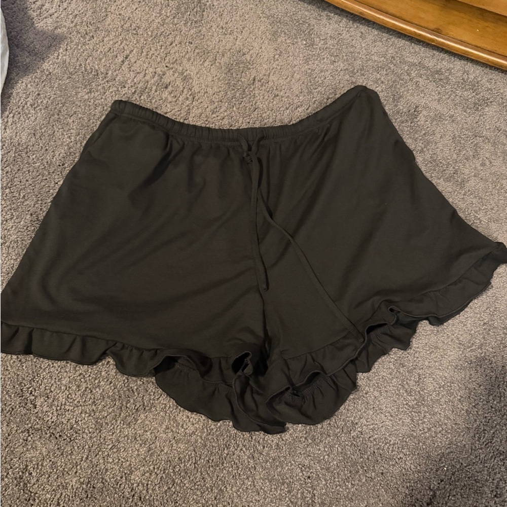 Women's Black Ruffle Hem Sleep Shorts.  So cute and very soft! With pockets.